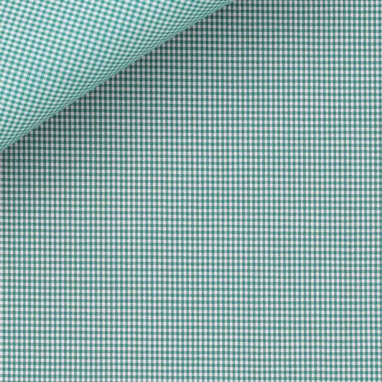 Green Pin Check 60s Single Ply Zephir 1818 Custom Dress Shirt by Hansen 1902
