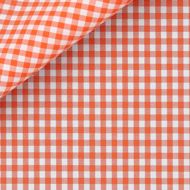 Orange Gingham Check 60s Single Ply Zephir 1818 Custom Dress Shirt by Hansen 1902
