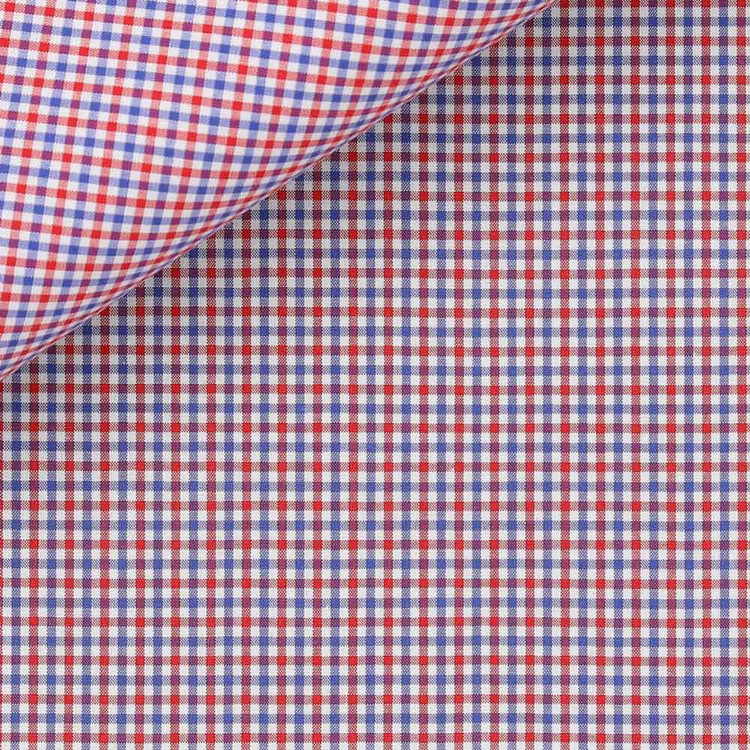 Red and Blue Check 60s Single Ply Zephir 1818 Custom Dress Shirt by Hansen 1902