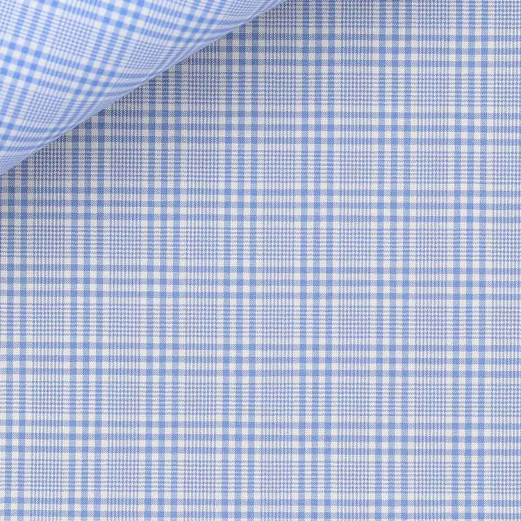 Blue Glen Check 60s Single Ply Zephir 1818 Custom Dress Shirt by Hansen 1902