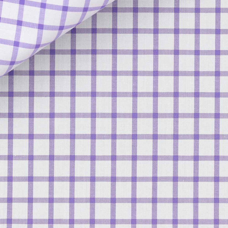 Purple Large Gingham Check 60s Single Ply Zephir 1818 Custom Dress Shirt by Hansen 1902