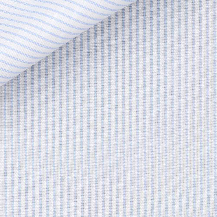 Sky Blue Pencil Stripe 120s 2-Ply Camargue Linen Custom Dress Shirt by Hansen 1902