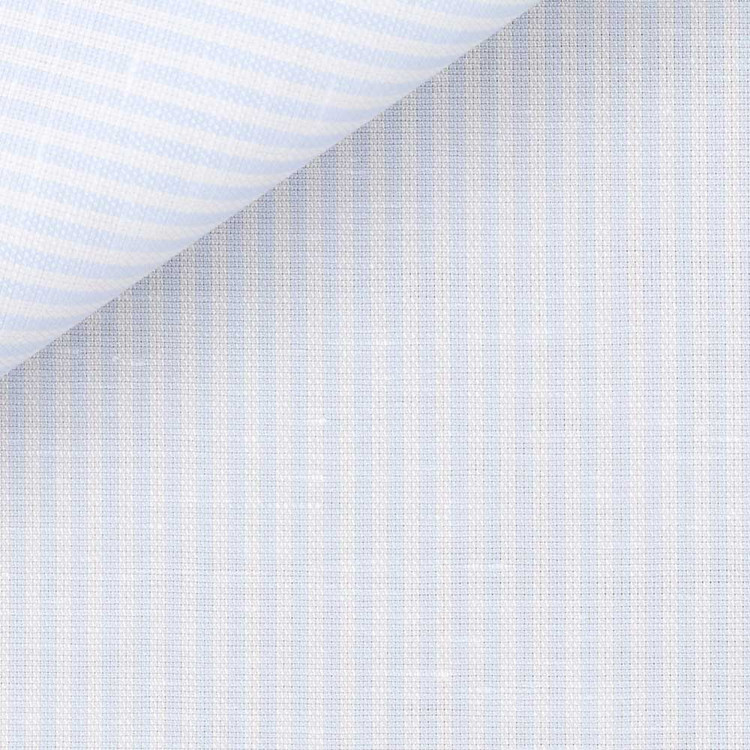 Sky Blue Chalk Stripe 120s 2-Ply Camargue Linen Custom Dress Shirt by Hansen 1902