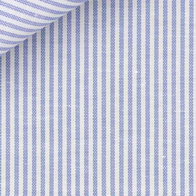 Blue Chalk Stripe 120s 2-Ply Camargue Linen Custom Dress Shirt by Hansen 1902