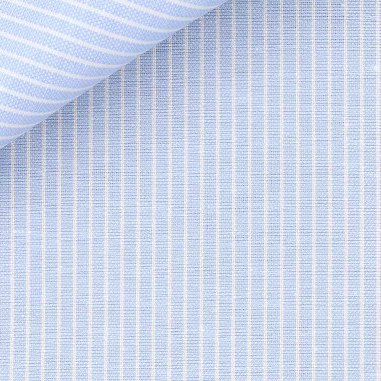 Sky Blue Stripe 120s 2-Ply Camargue Linen Custom Dress Shirt by Hansen 1902