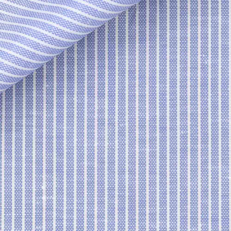 Blue Stripe 120s 2-Ply Camargue Linen Custom Dress Shirt by Hansen 1902