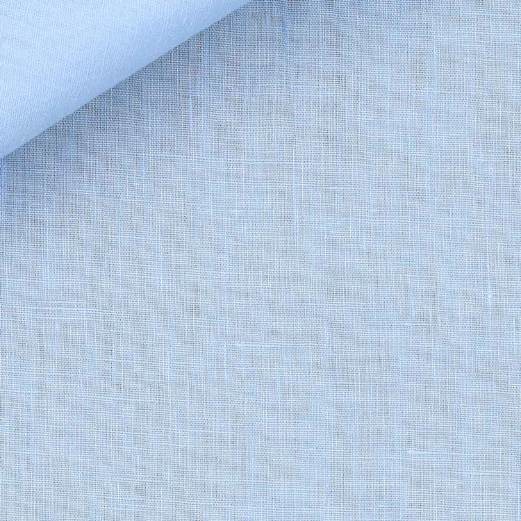 Light Blue Plain Weave 31s Single Ply Golden Linen Custom Dress Shirt by Hansen 1902