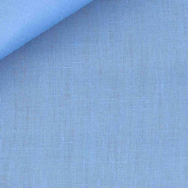 Blue Plain Weave 31s Single Ply Golden Linen Custom Dress Shirt by Hansen 1902