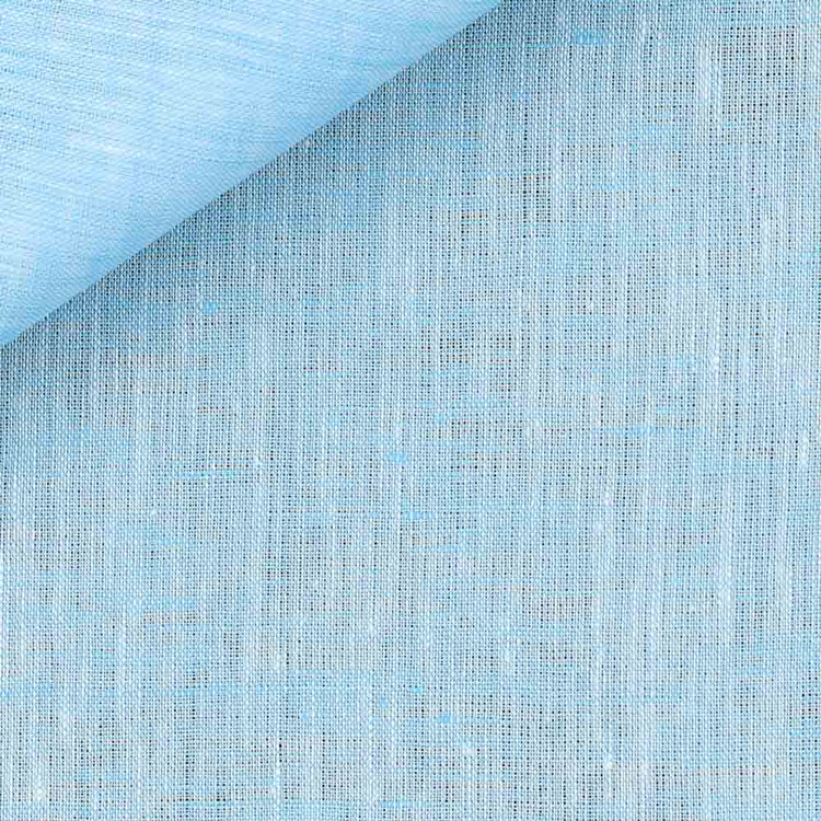 Bright Blue Solid Plain Weave 23s Single Ply Sahara Linen Custom Dress Shirt by Hansen 1902