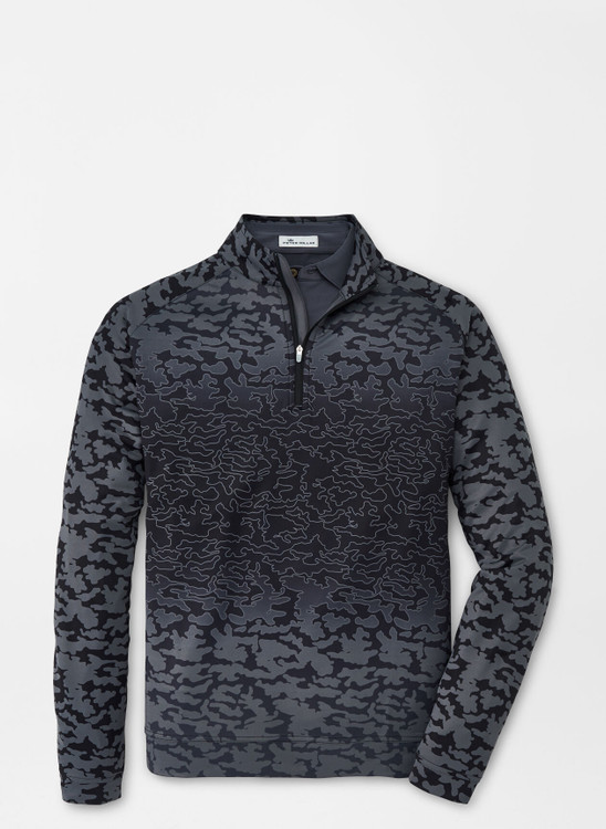 Perth Raglan Camo Performance Quarter-Zip in Black by Peter Millar