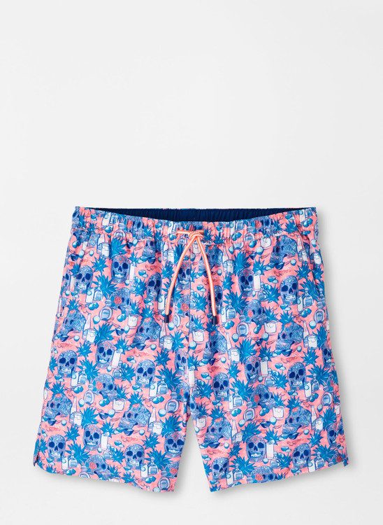 Hawaiian Print Swim Shorts in Powder Blue by Barbour - Hansen's Clothing