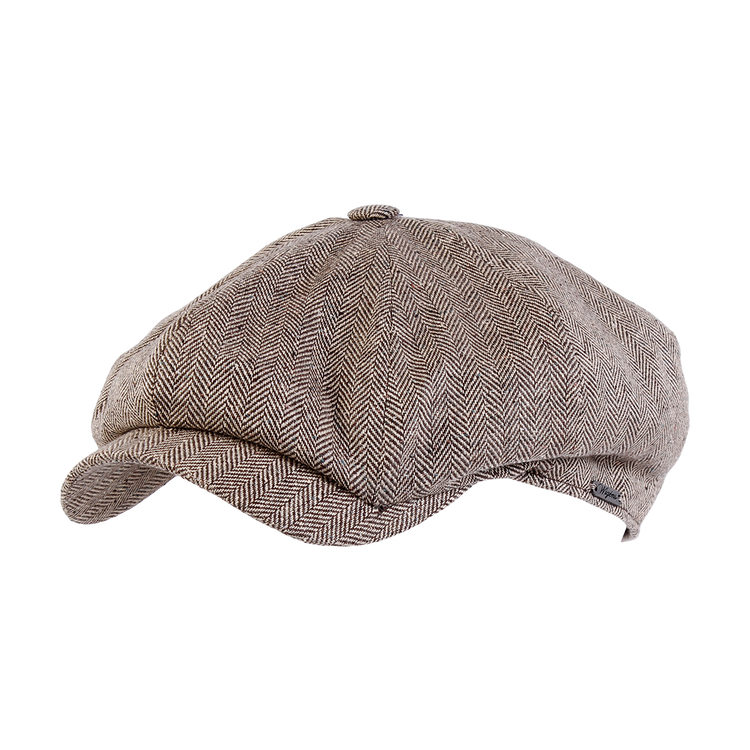 Herringbone Donegal Newsboy Retro Cap in Brown by Wigens