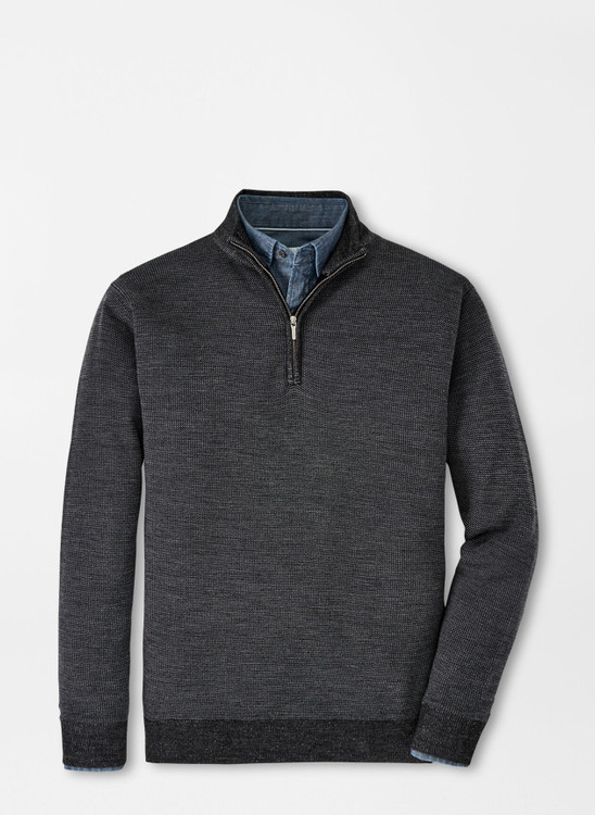 Breaker Birdseye Quarter-Zip in Black by Peter Millar