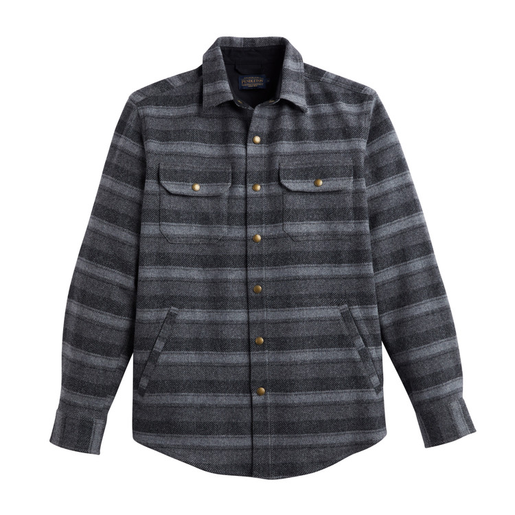 Forest Twill Snap Shirt in Grey Mix Stripe by Pendleton