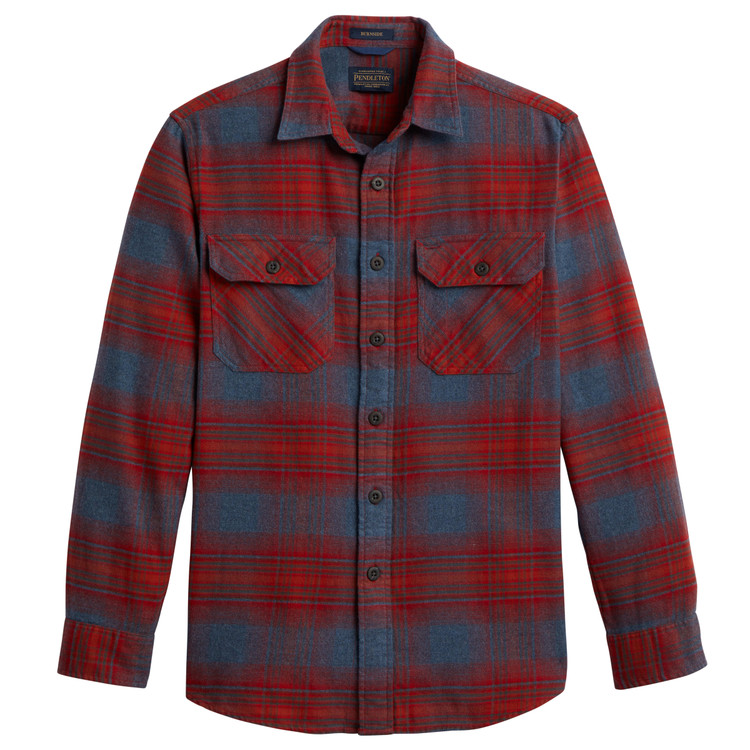 Burnside Double-Brushed Flannel Shirt in Birch, Grey and Red Plaid