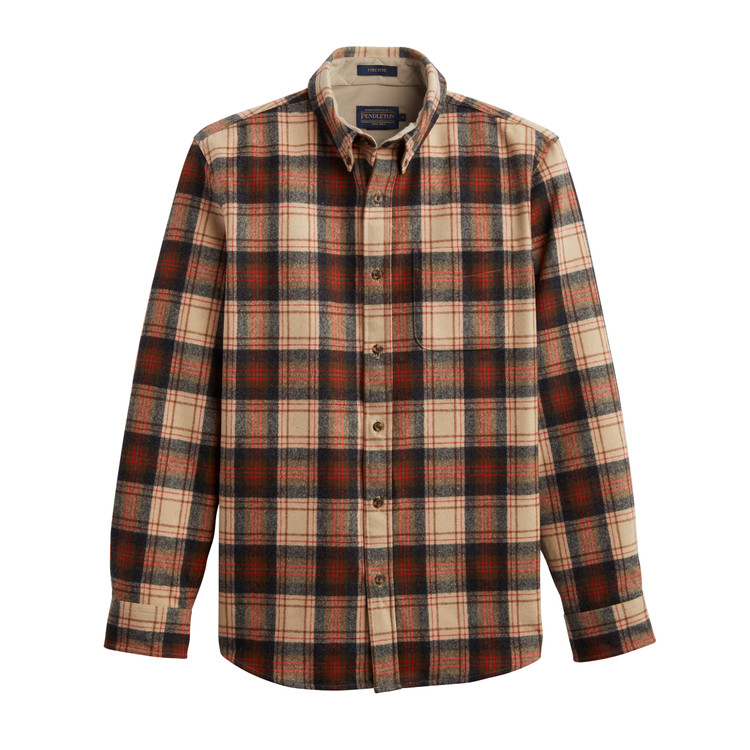 Fireside Shirt in Brown and Red Plaid by Pendleton