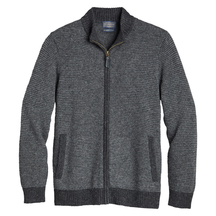 Shetland Full-Zip Sweater in Charcoal and Black by Pendleton ...