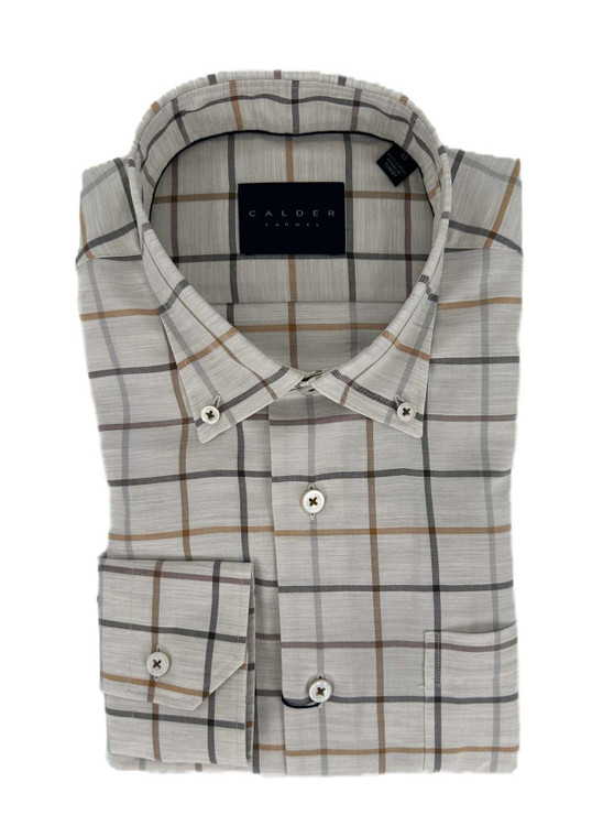 Luxe Peached Flannel Twill Sport Shirt in Sand by Calder Carmel