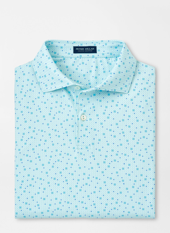 Diamond In The Rough Performance Jersey Polo in Iced Aqua by Peter Millar