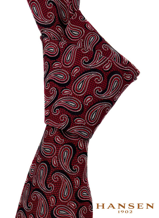 Luxury Red Paisley Woven Silk Tie by Hansen 1902