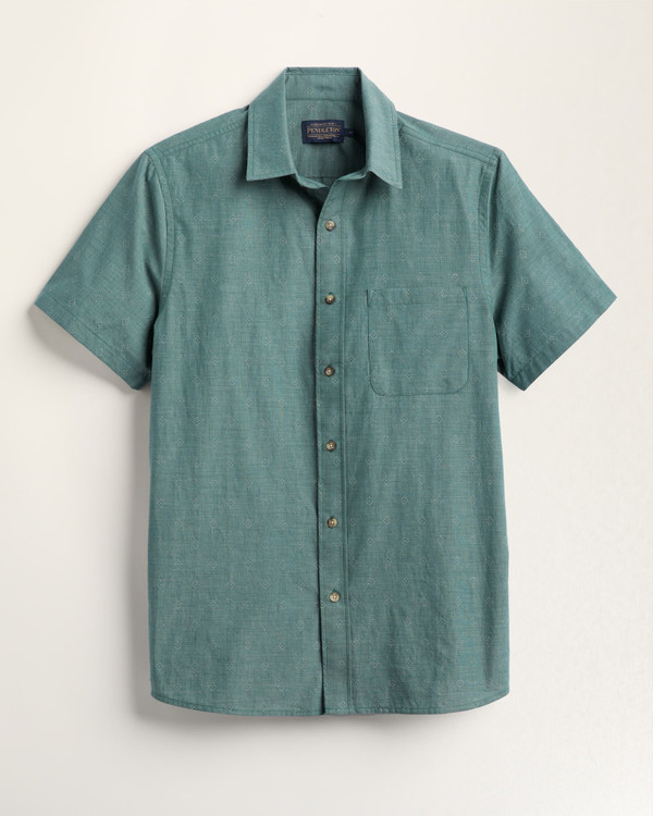 Colfax Diamond Dobby Shirt in Hunter Green by Pendleton