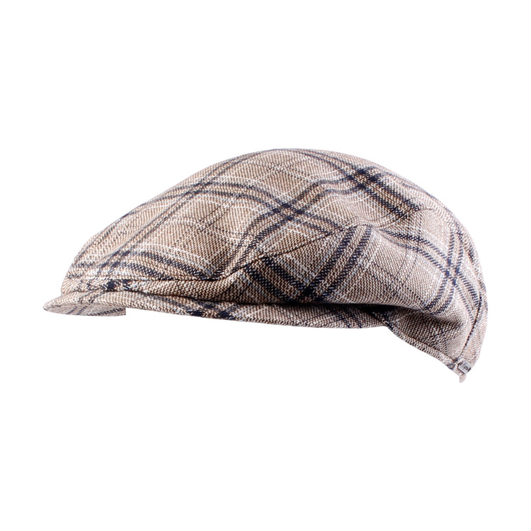 Soft Check Ivy Slim Cap in Beige by Wigens