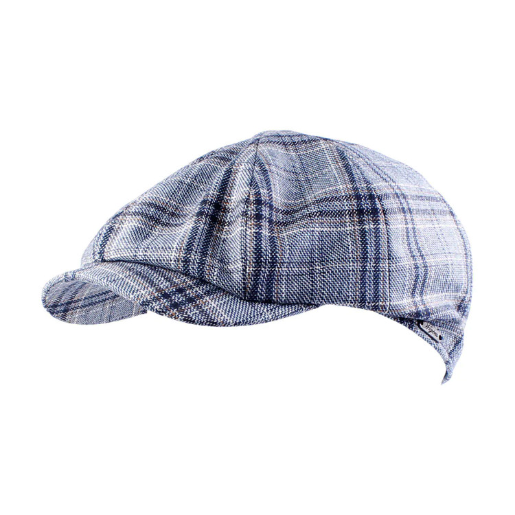 Soft Check Newsboy Classic Cap in Blue by Wigens