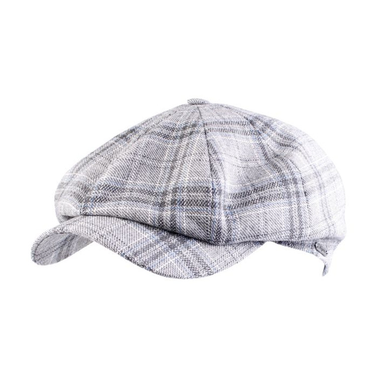 Soft Check Newsboy Classic Cap in Grey by Wigens