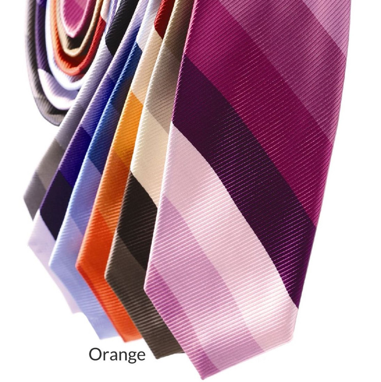 Silk Faille Stripe Tie in Orange by Robert Talbott