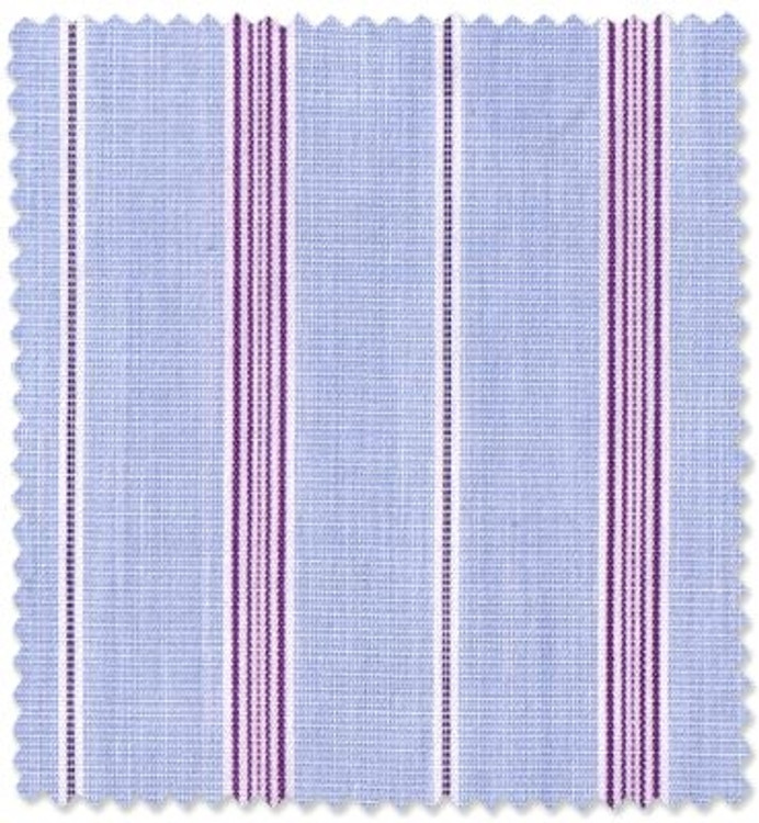 Blue and Purple Stripe End on End 'Royal 140's' Cotton Broadcloth Custom Dress Shirt by Skip Gambert