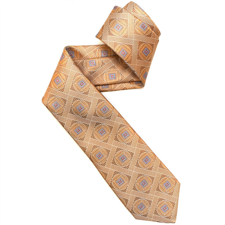 Orange, Blue, and Purple Geometric Woven Silk Tie by Robert Jensen