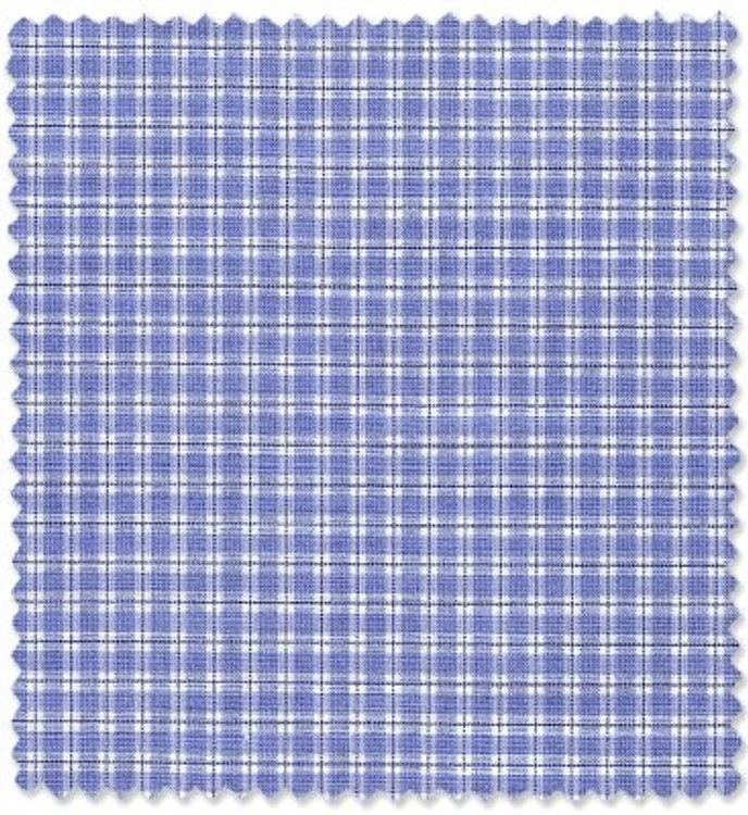 Sky, White, and Navy Check Custom Dress Shirt by Robert Talbott