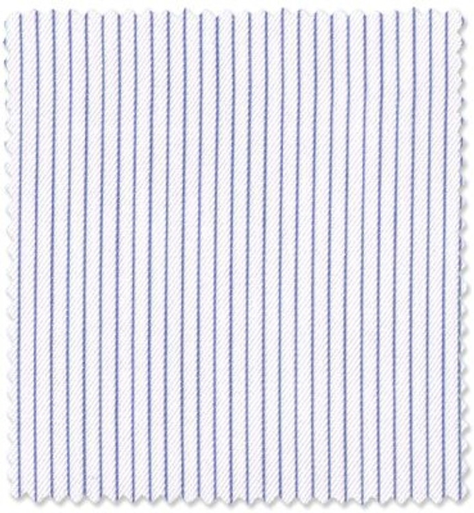 Blue and White Striped 'Royal 140's' Cotton Twill Custom Dress Shirt by Skip Gambert