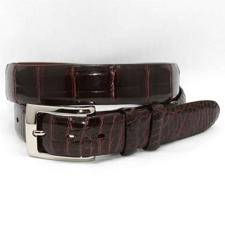 Genuine American Alligator Belt in Brown by Torino Leather Co.