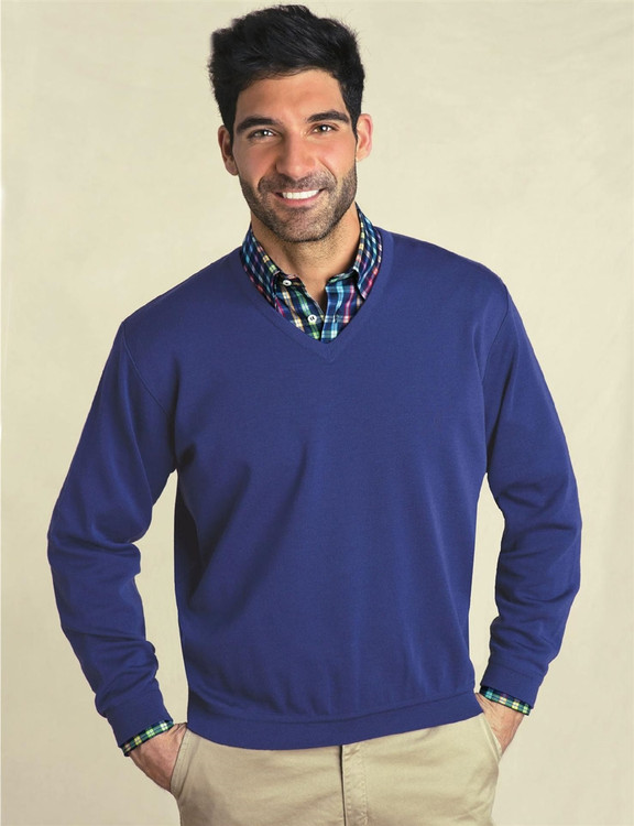 Classic Wool V-Neck Sweater in Light Navy by St. Croix