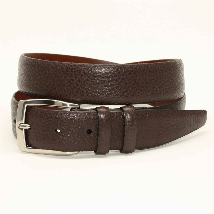 Pebble Grained Calfskin Belt in Brown by Torino Leather Co.