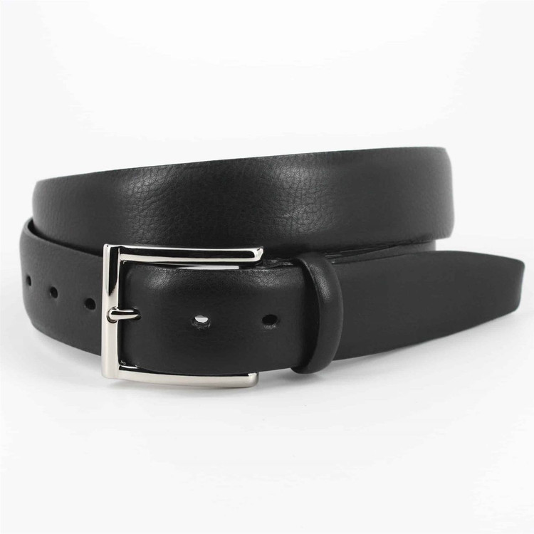Italian Glazed Milled Calfskin Belt in Black (EXTENDED SIZES) by Torino Leather Co.