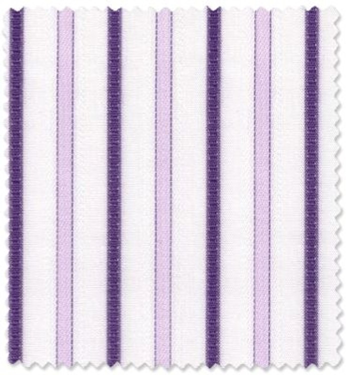 Purple, Lilac, and White Twill Stripe Custom Dress Shirt by Robert Talbott