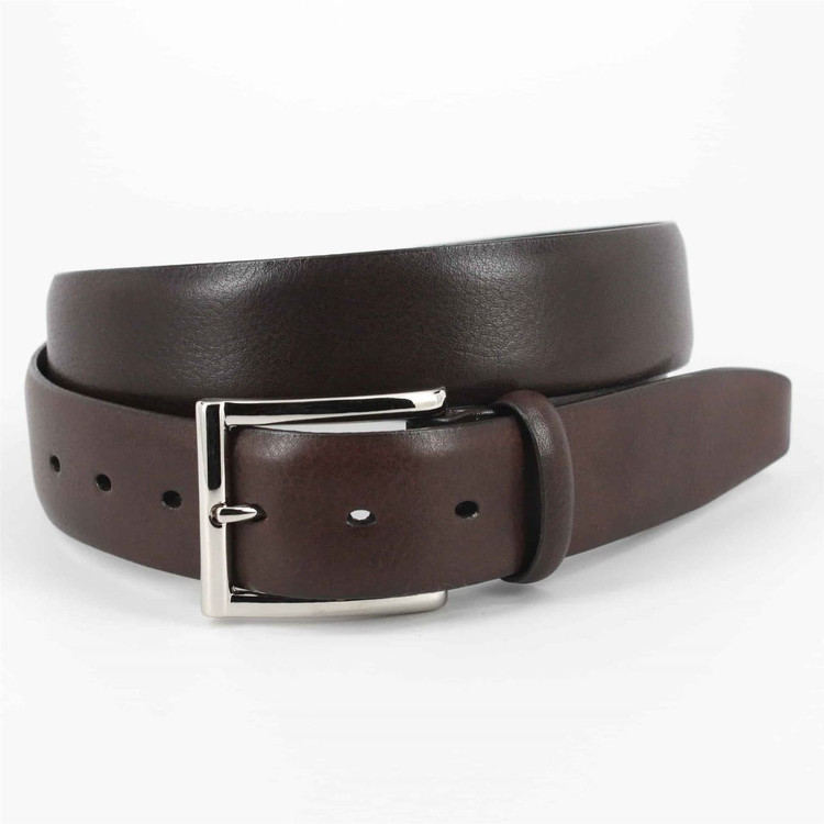 Italian Glazed Milled Calfskin Belt in Brown (EXTENDED SIZES) by Torino Leather Co.