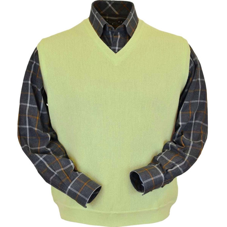 Baby Alpaca Link Stitch Sweater Vest in Lime by Peru Unlimited