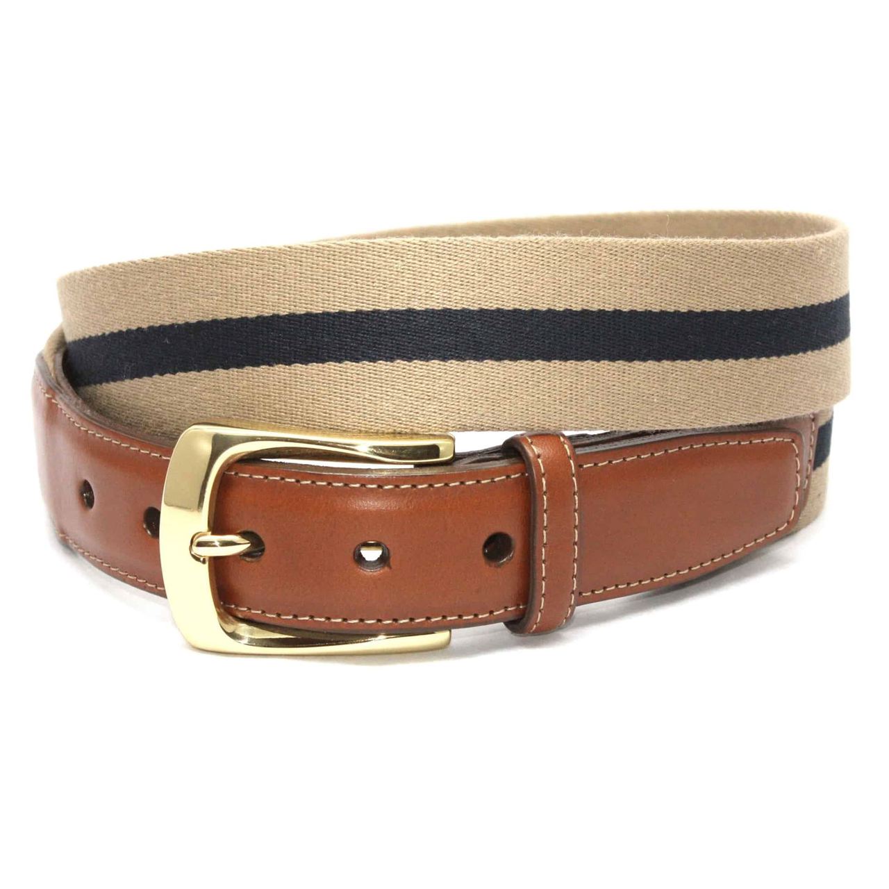 Italian Woven Cotton Belt in Tan, Brown & Cream by Torino Leather Co. -  Hansen's Clothing