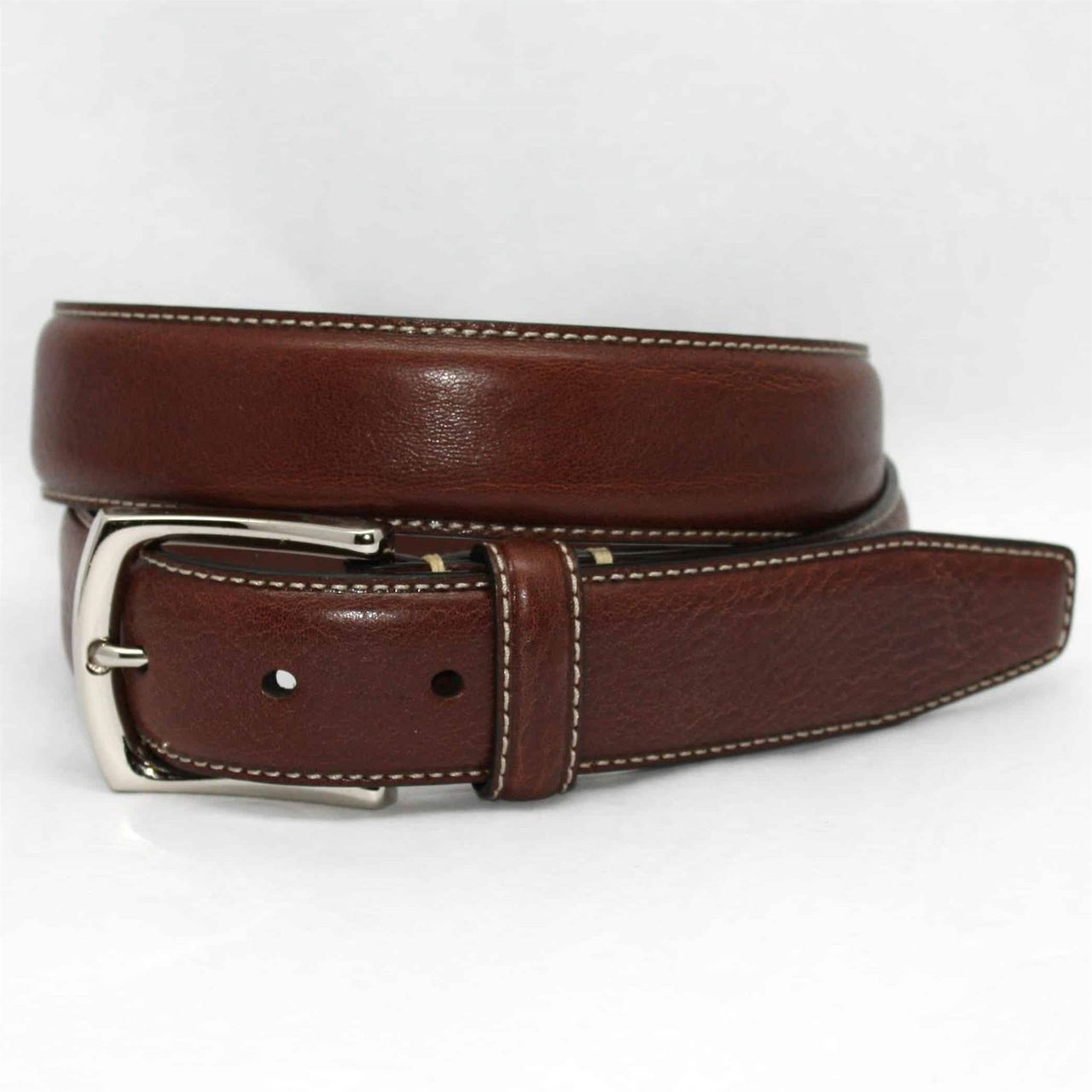 Burnished Tumbled Leather Belt in Brown by Torino Leather Co