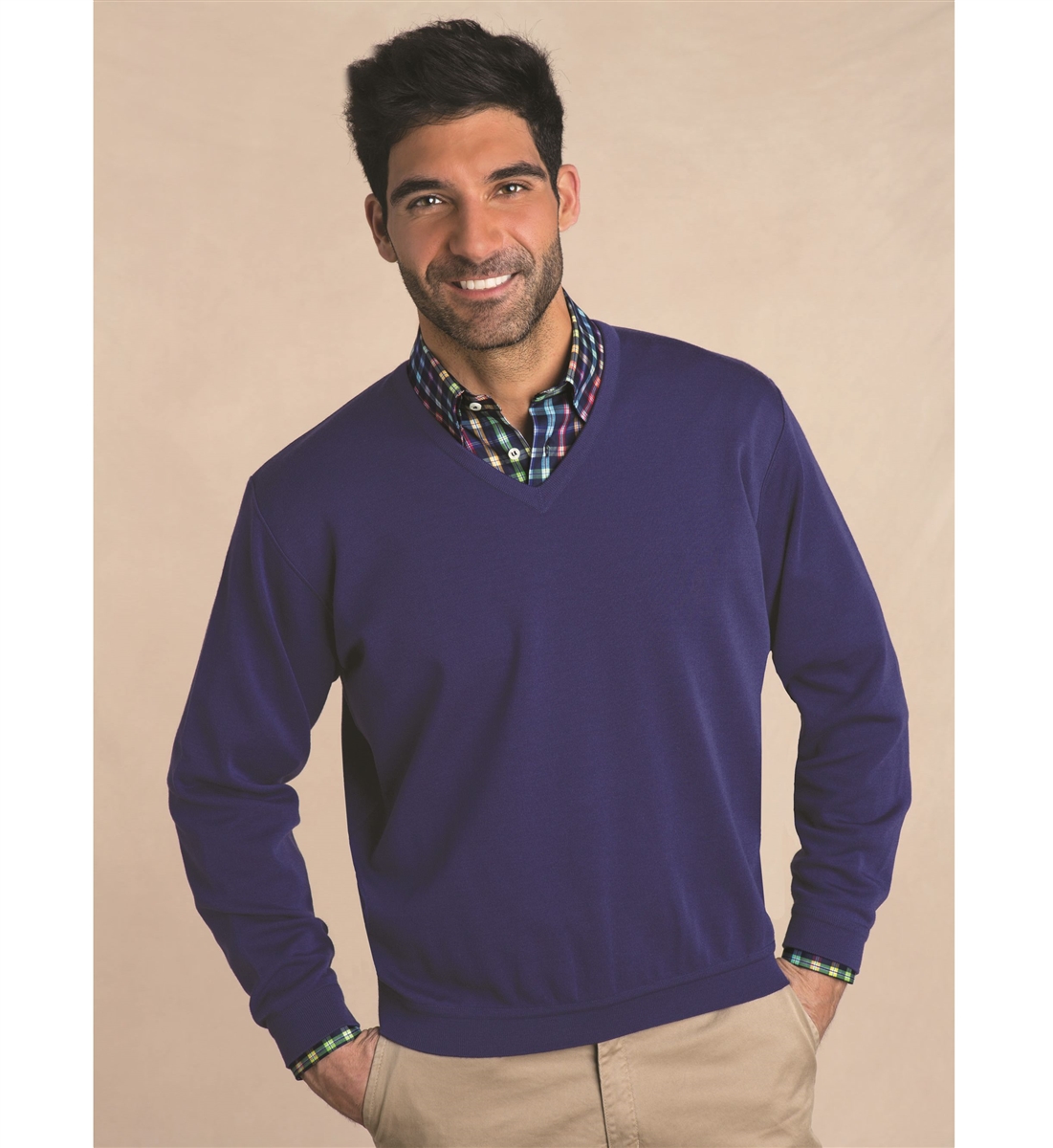 Classic Wool V-Neck Sweater in Amethyst by St. Croix - Hansen's Clothing