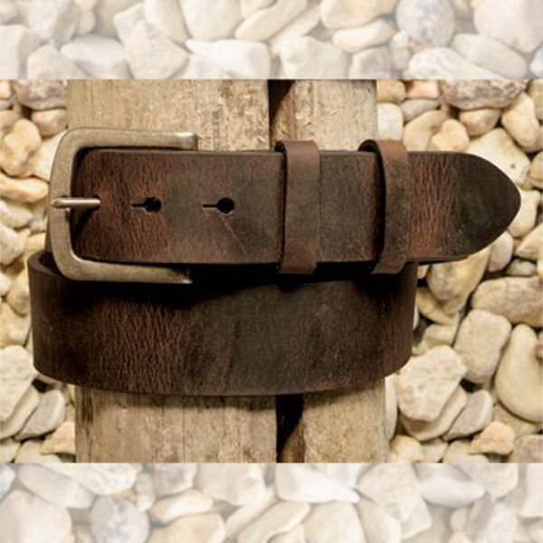 Distressed Waxed Harness Leather Belt in Antique Brown by Torino Leather  Co. - Hansen's Clothing