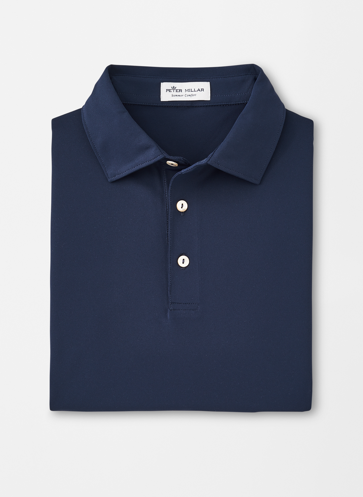 Solid Stretch Mesh Performance Polo with Sean Self Collar in Navy