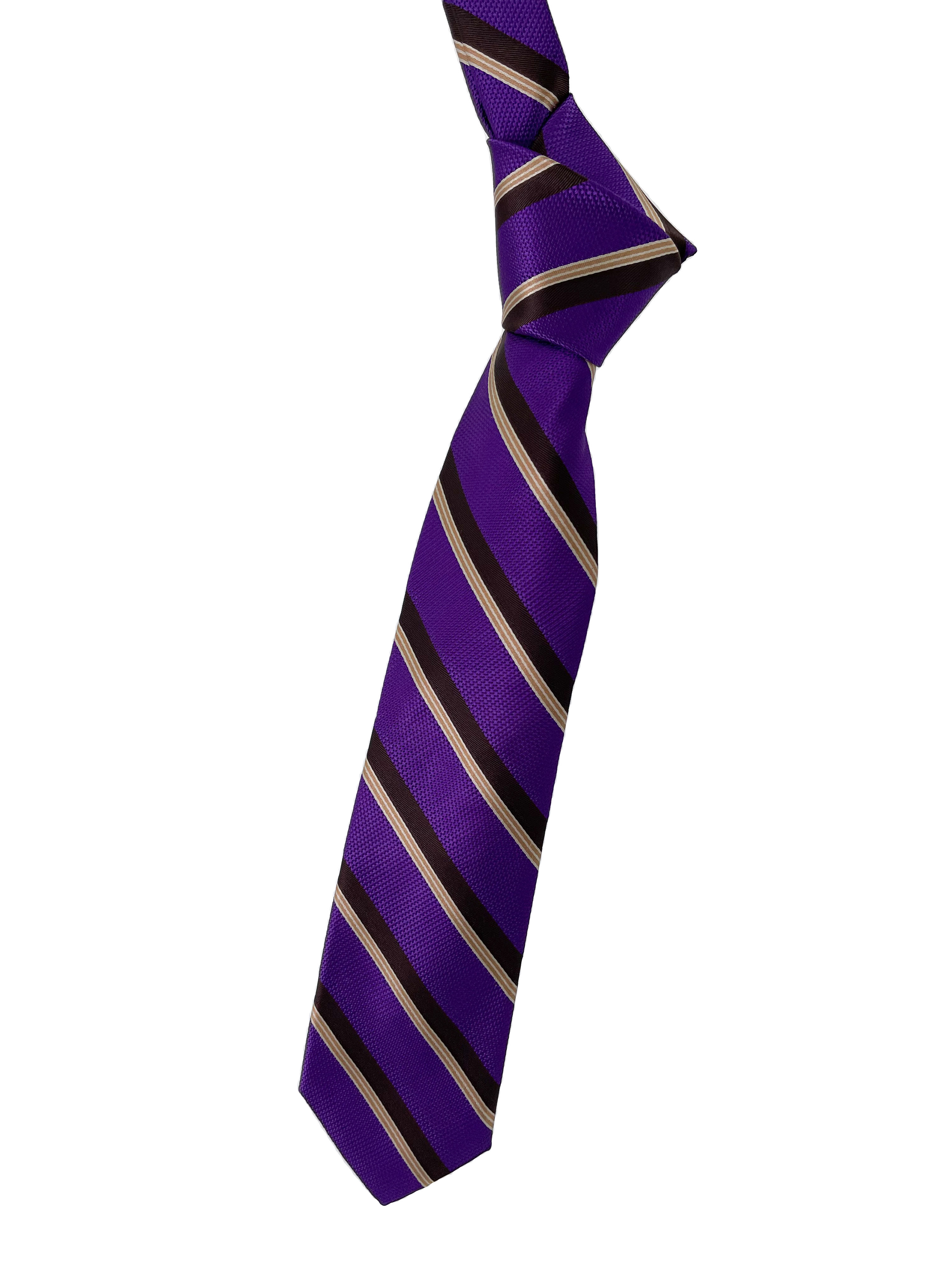 Stags on Purple Woven Silk Tie