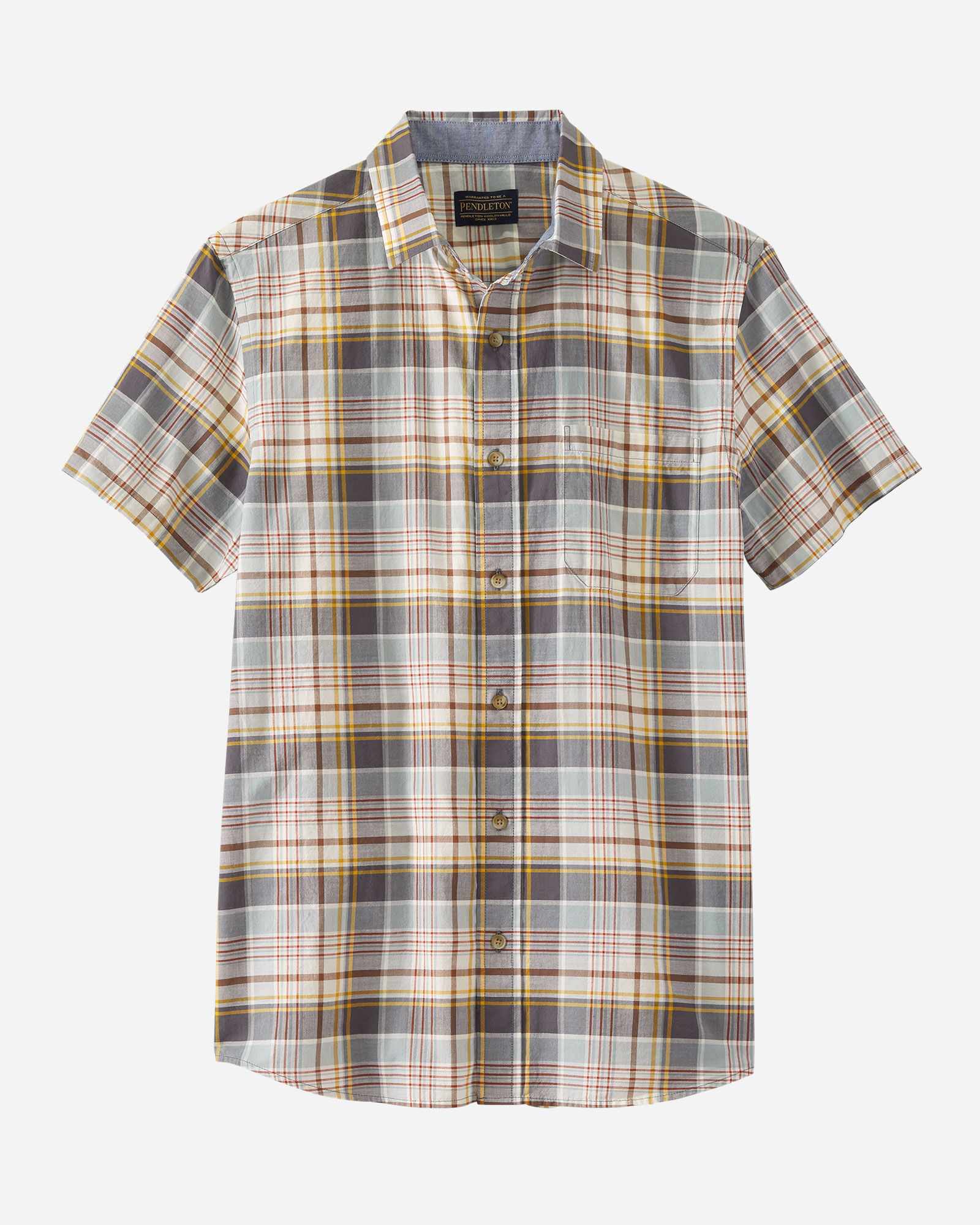 Short-Sleeve Truman Shirt in Ivory and Charcoal Multi Plaid by ...