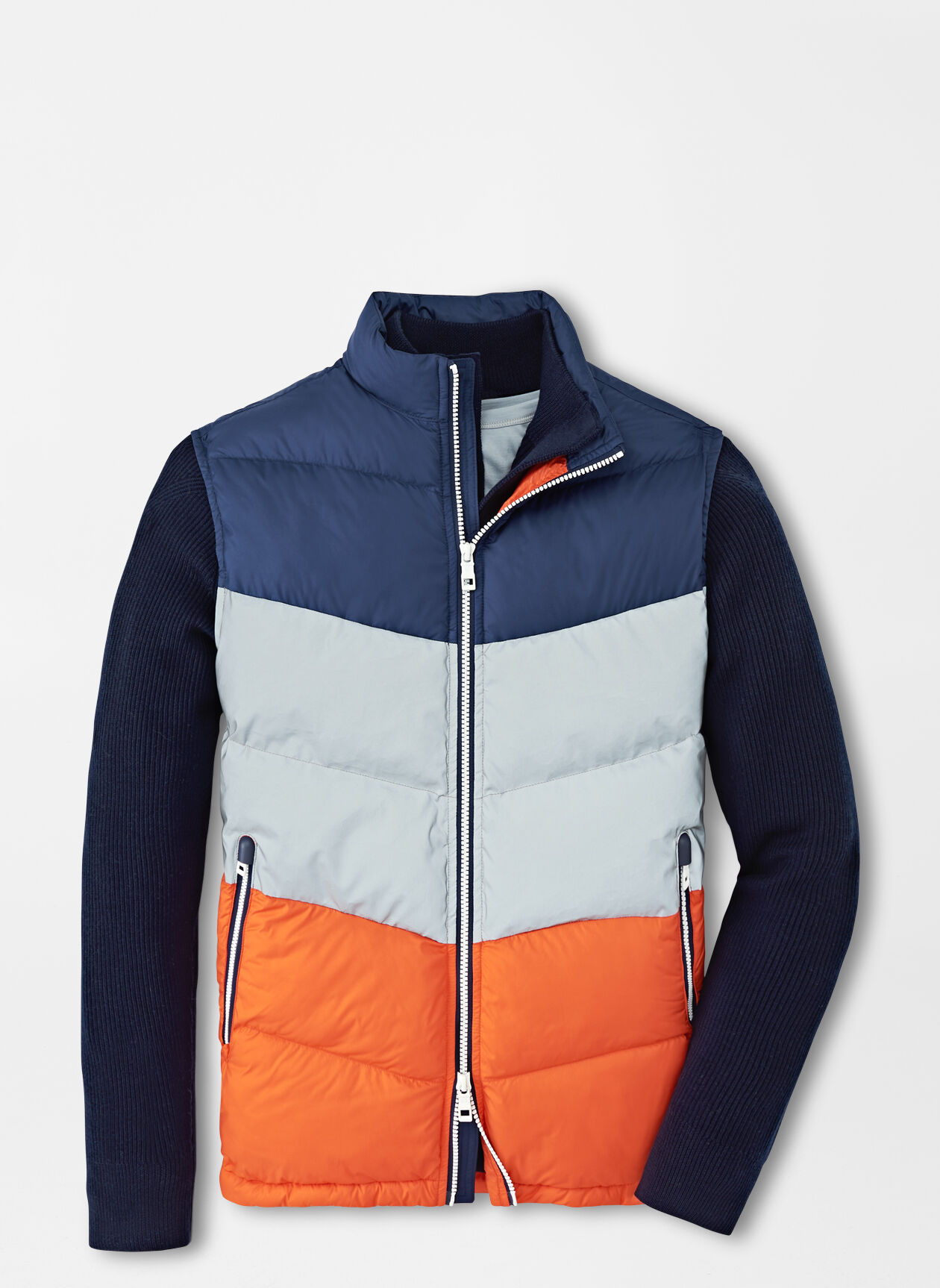 Après Ski Vest in Navy, Grey and Orange by Peter Millar - Hansen's