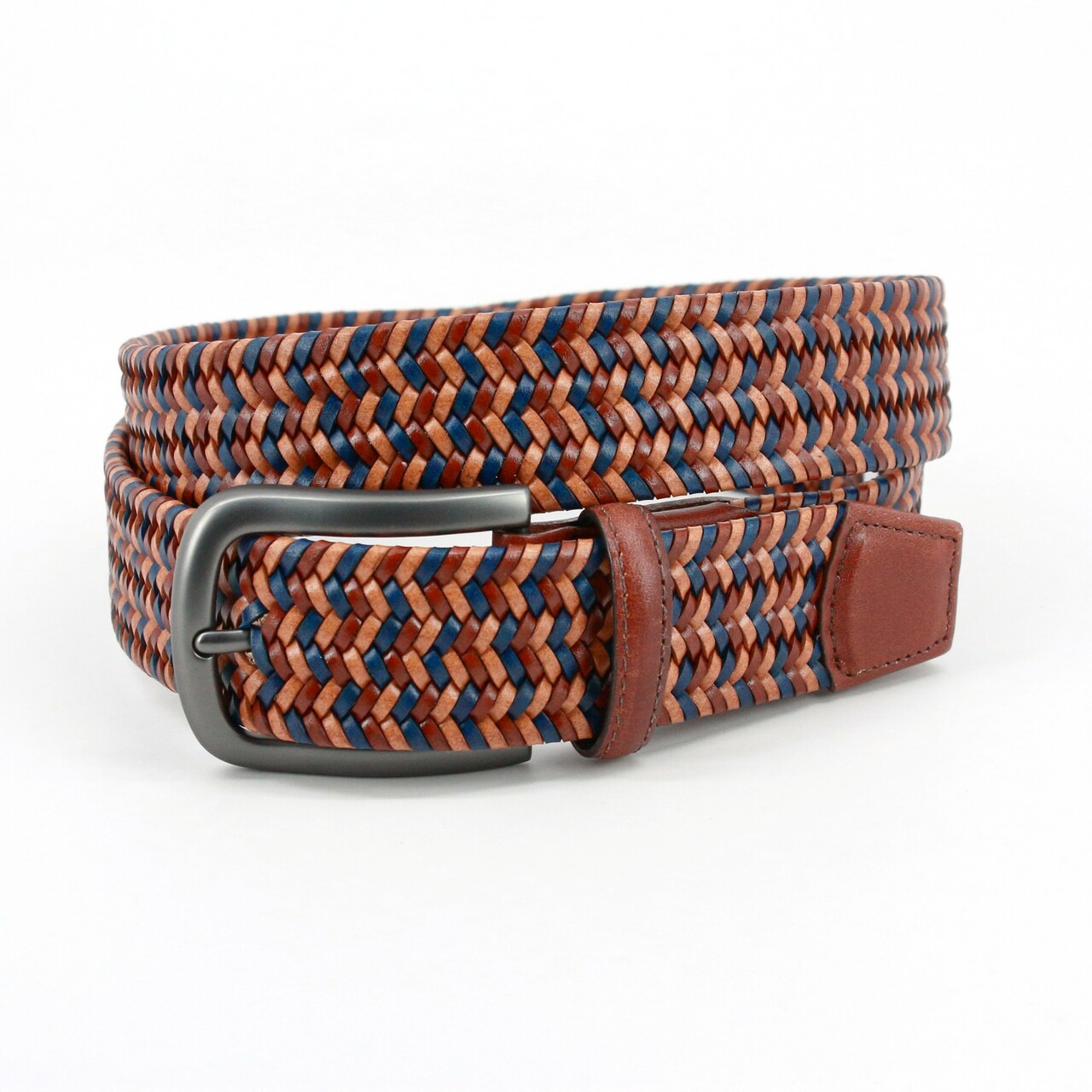 Italian Mini Strand Woven Stretch Leather Belt in Tan Multi by Torino  Leather Co. - Hansen's Clothing