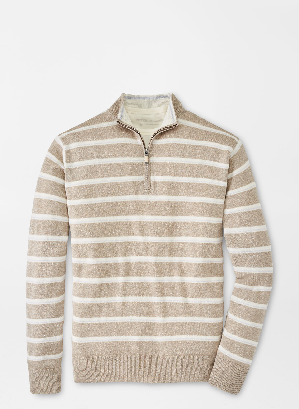 Long Bay Multi-Stripe Quarter-Zip in Oakwood by Peter Millar 